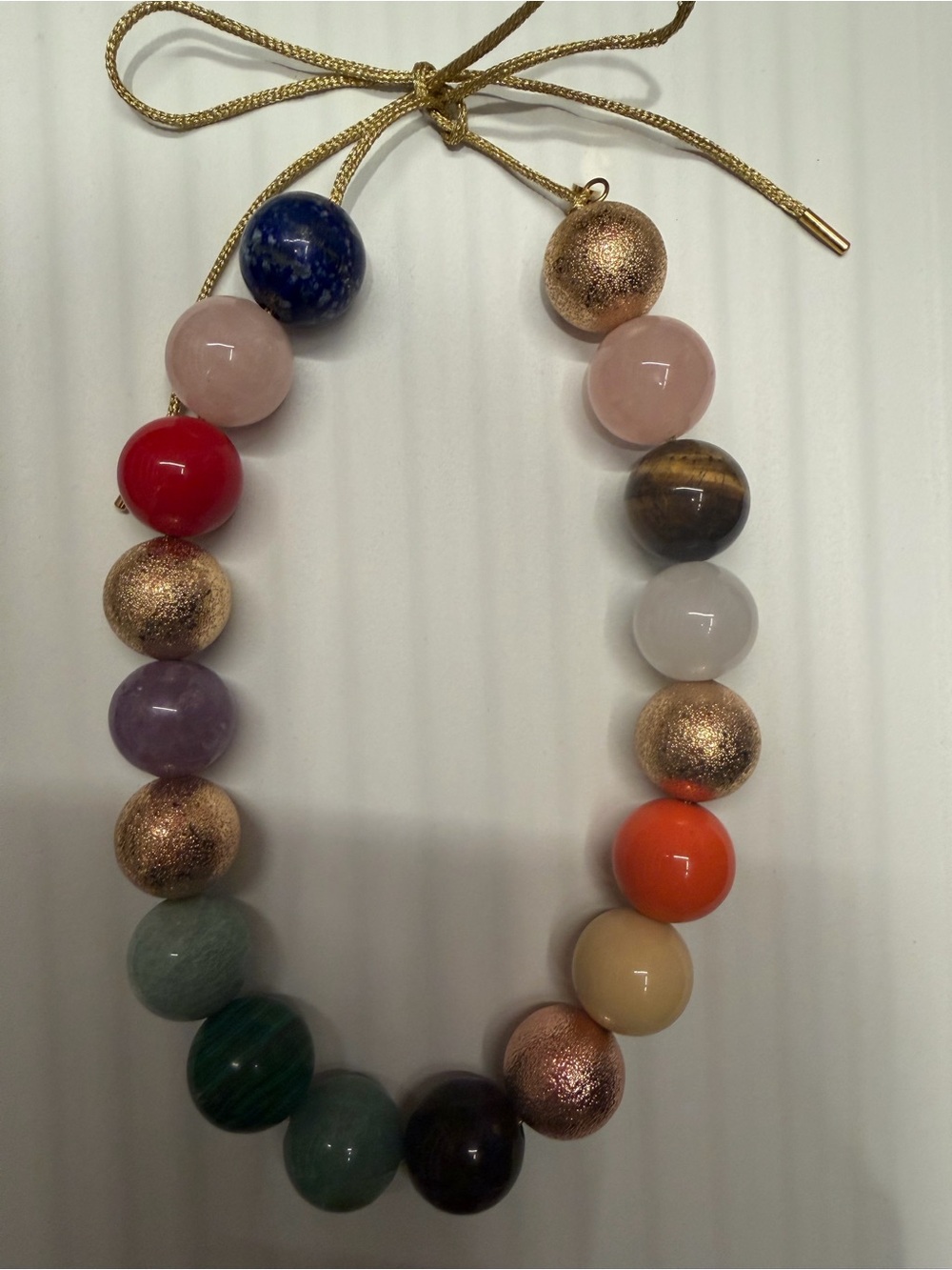 Gold Cord Multicolor Bubblegum Necklace